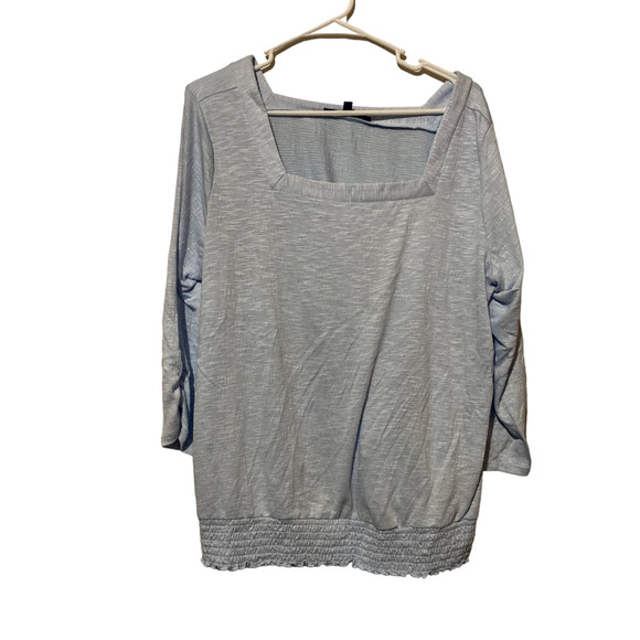 Apt. 9 Womens T-Shirt Blue Heathered Long Sleeve Square Neck Stretch Plus XXL - Picture 1 of 7